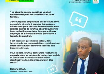 CNSS -GUINÉE :« 𝐋𝐚 𝐬é𝐜𝐮𝐫𝐢𝐭é 𝐬𝐨𝐜𝐢𝐚𝐥𝐞 𝐜𝐨𝐧𝐬𝐭𝐢𝐭𝐮𝐞 𝐮𝐧 𝐝𝐫𝐨𝐢𝐭 𝐟𝐨𝐧𝐝𝐚𝐦𝐞𝐧𝐭𝐚𝐥 𝐩𝐨𝐮𝐫 𝐥𝐞𝐬 𝐭𝐫𝐚𝐯𝐚𝐢𝐥𝐥𝐞𝐮𝐫𝐬 𝐞𝐭 𝐥𝐞𝐮𝐫𝐬 𝐟𝐚𝐦𝐢𝐥𝐥𝐞𝐬.