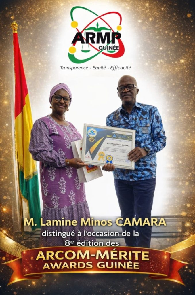 M. Lamine Minos Camara distingué à l’occasion de la 8ᵉ édition des ARCOM-MÉRITE AWARDS GUINÉE